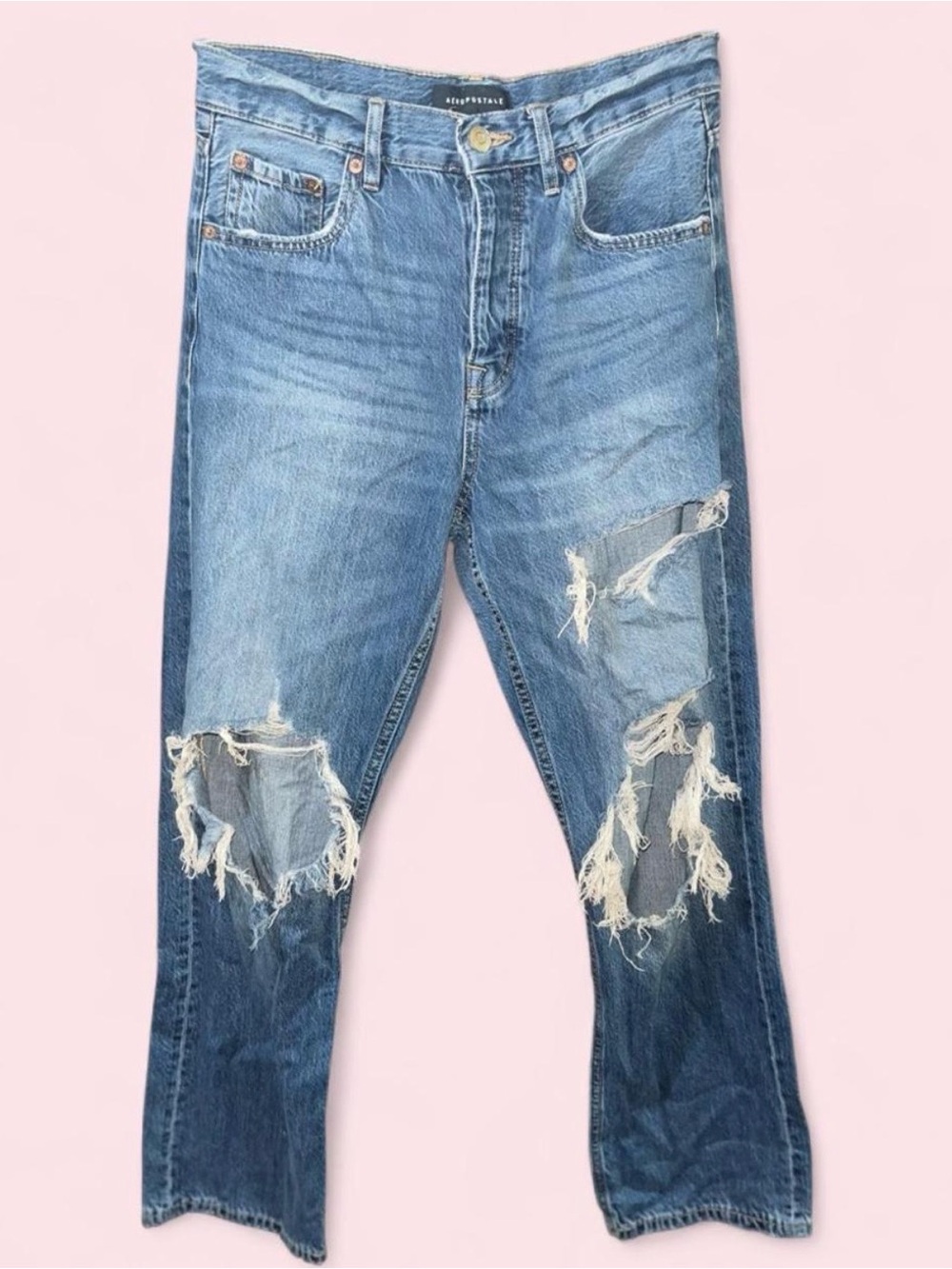 Aeropostale Distressed Boyfriend Jeans in Light Blue